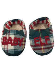 Dearfoams Infant Boys & Girls Green Plaid Baby Elf Holiday Slippers