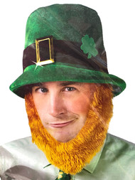 Mens St. Patrick's Day Green Shamrock Velour Hat & Beard