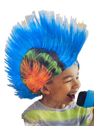 Spritz Boys Colorful Blue Green Orange Mohawk Wig