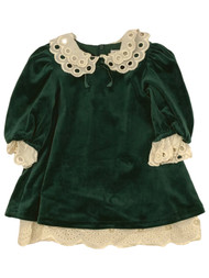 Infant Girls Green Velvet Ruffled Christmas Holiday Baby Dress