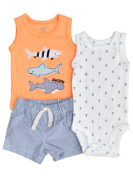 Carter's Infant Boys 3 Piece T-Shirt Shorts & Jawsome Shark Bodysuit 3M