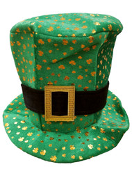 Adult Mens & Womens Green St. Patrick's Day Top Hat Gold Shamrocks One Size