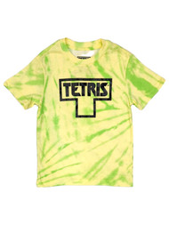 Boys Short Sleeve Yellow, Green Tie DyeTetris Video Gamer T-Shirt Shirt