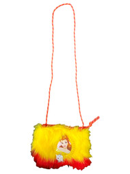 Disney Princess Belle Yellow Red Furry Fluffy Crossbody Purse Cross Body