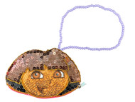 Girls Dora The Explorer Brown Beaded Sequin Coin Purse Wristlet Wallet