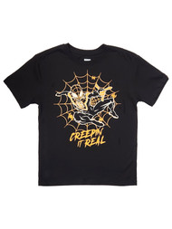 Marvel Boys Black Spider-Man "Creepin' It Real" Halloween Tee T-Shirt