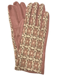 Womens Soft Pink Tweed Geometric Stretch Fit Texting & Tech Touchscreen Gloves