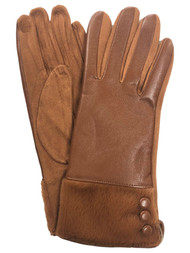 Womens Caramel Brown Vegan Leather Stretch Fit Texting & Tech Touchscreen Gloves