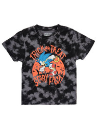 Sonic Boys Black & Gray Tie-Dye Sonic Scary Fast Halloween Tee T-Shirt