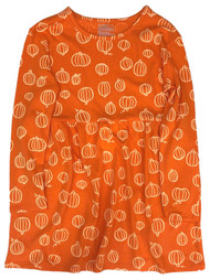Girls Orange Pumpkin Halloween Themed Long Sleeve T-Shirt Dress