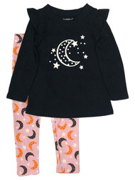 Infant & Toddler Girls Moon & Stars Halloween Outfit Shirt & Leggings Set