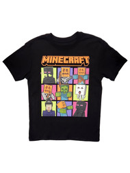 Boys Black Minecraft Square Halloween Short Sleeve Tee Shirt T-Shirt