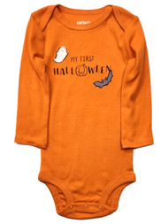 Carters Infant Boys Orange My First Halloween Bodysuit Bat Ghost Shirt