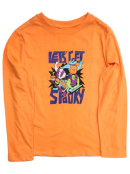 Boys Orange Lets Get Spooky Halloween Long Sleeved Tee T-Shirt