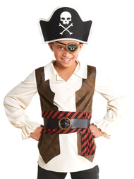 Hyde & Eek Boys Pirate Halloween Costume Accessory Kit Shirt Eye Patch Hat One Size