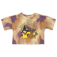 Pokemon Girls Pink Tie Dye Cropped Pikachu Halloween T-Shirt Tee Shirt