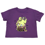 Nightmare Before Christmas Girls Purple Cropped Halloween T-Shirt Shirt