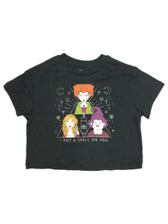 Hocus Pocus Girls Black Cropped Halloween Witch T-Shirt Shirt