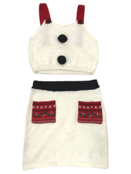 Womens (Jrs) Fuzzy White Snowman Christmas Outfit Skirt & Belly Shirt