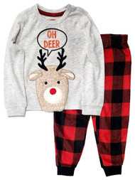 Infant Boys & Girls Red Oh Deer Plaid Christmas Holiday Pajamas