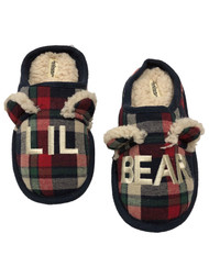 Dearfoams Boys Red Plaid Lil Bear Christmas Holiday Slippers House Shoes