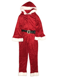 Womens Plush Red Santa Suit Hoodie Christmas Pajama Sleeper Union Suit S/M