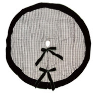 56 inch Black & White Plaid Black Velvet Trim Christmas Holiday Tree Skirt