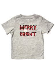 Infant Boys Gray Merry & Bright Holiday Christmas Short Sleeve Tee T-Shirt 12m