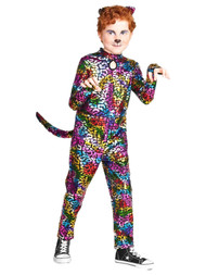 Hyde & Eek Girls & Boys Colorful Metallic Wild Cat Jumpsuit Costume