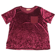Plus Size Womens Soft Wine Pink Crinkle Short Sleeve T-Shirt Tee Shirt