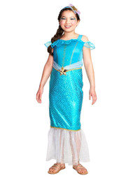 Hyde & Eek Girls Satiny Blue Shimmer Mermaid Dress Halloween Costume