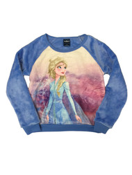 Disney Frozen Two Girls Queen Elsa Blue Fleece Pullover Sweatshirt Top