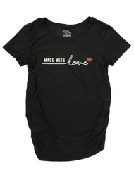Womens Black Heart Made with Heart Maternity T-Shirt Tee Shirt Top