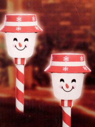2 Solar LED Snowman Pathway Markers lights