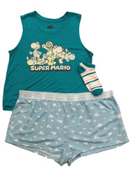 Super Mario Womens Yoshi Tank Top Shirt Shorts & Socks Pajamas Sleep Set