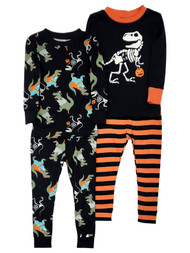 Carters Infant Boys Black 4 Piece Candy Dinosaur Halloween Pajama Sleep Set