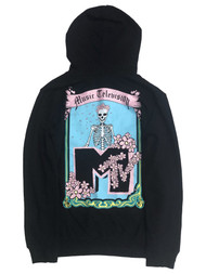 MTV Jrs Womens Black Music Television Skeleton Hoodie Sweatshirt