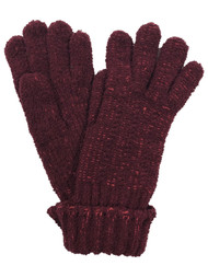 Fownes Womens Soft Burgundy & Pink Cuffed Knit Gloves