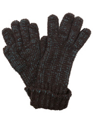Fownes Womens Soft Chocolate Brown & Teal Blue Cuffed Knit Gloves