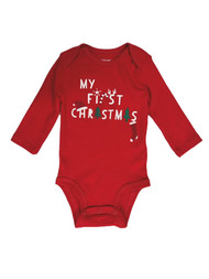Carters Infant Boys Girls Red My First Christmas Long Sleeve Bodysuit