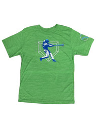 Boys Green Athletic Baseball Player Short Sleeve Moisture Wicking T-Shirt