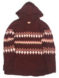 Evri Womens Plus Size Burgundy & Peach Zigzag Hooded Sweater