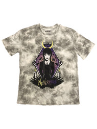 Womens (Jrs) Gray Tie Dye Wednesday Halloween Nevermore T-Shirt Tee Shirt