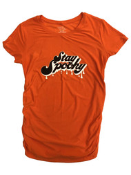 Womens Orange Stay Spooky Halloween Maternity T-Shirt Tee Shirt Top