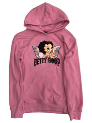 Betty Boop Womens (Jrs) Pink Angel Wing Hoodie Sweatshirt