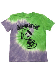 Peanuts Womens (Jrs) Green Tie Dye Spooky Snoopy Halloween T-Shirt Shirt