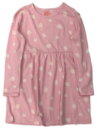 Girls Long Sleeve Pink & White Ghost Print Halloween Themed Dress