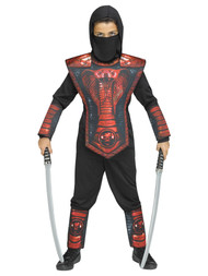 Boys Black & Red Cobra Ninja Halloween Costume Small (6/7)