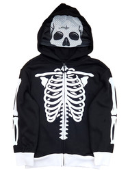 Boys Black Hoodie With Mask Skeleton Halloween Sweatshirt Sweater