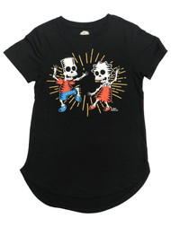 The Simpsons Womens (Jrs) Black Lisa & Bart Skeleton Halloween Tee Shirt